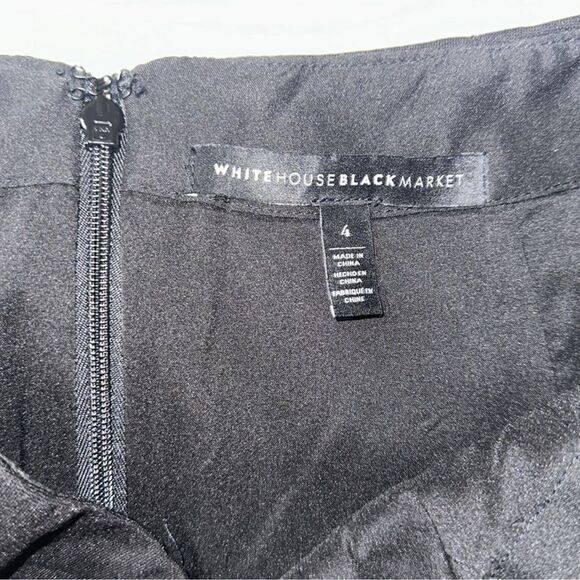 WHBM 4 Black Ponte Knit Detailed Stitching & Leather Front A-Line Trumpet Skirt - Picture 7 of 11